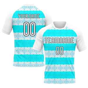 Custom Sublimated <b>Volleyball</b> Jersey <b>Set</b> Blue White Striped Crew Neck Short Sleeve Unisex Adult Breathable Polyester Sportswear - Product Image 6