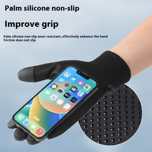 Gants de course thermiques coupe-vent pour hommes et femmes – Gants doux doublés de polaire avec grip en silicone pour les sports d'hiver - Product Image 5