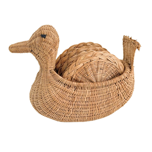Panier en rotin fait main en forme de canard avec 6 dessous de verre, ensemble de tapis à boissons en osier pour table à manger, vente en gros, directement de l'usine du Vietnam - Product Image 4