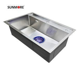 SQS 8250 hecho a mano cocina de un solo cuenco Superficie cepillada diseño moderno multifunción forma rectangular 304 Acero inoxidable vietnamita - Product Image 2