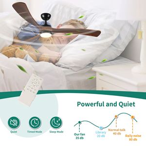 Ventilador de Techo Moderno de Madera Sólida de 72 Pulgadas con 3 Aspas de Madera, Control Remoto, Luces, para Interiores y Exteriores, Duradero y Elegante - Product Image 1