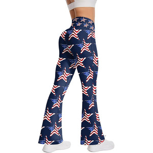 Women's Star Stripe USA Flag <b>Flared</b> Yoga Pants High Waist Bell Bottom <b>Leggings</b> - Product Image 1