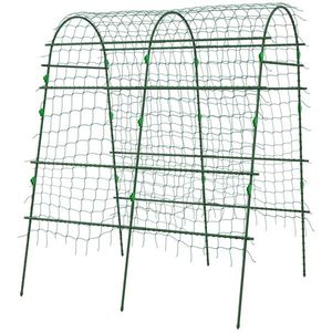 Traliccio da Giardino in Metallo Verde 57x66x81 con Rete per Piante Rampicanti e Pannelli in Legno Trattato a Pressione per Recinzioni di Fattorie e Giardini - Product Image 5