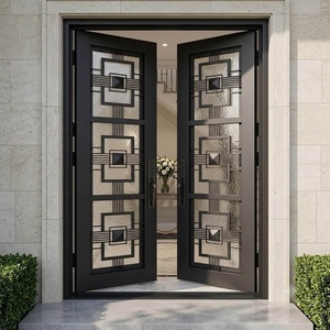 Royal Luxury Minimalist-style Modern Rust-Resistant Wrought Iron Entry Gate; Security Decorative Anti-theft Powder-Coated <b>Swing</b> - Product Image 4