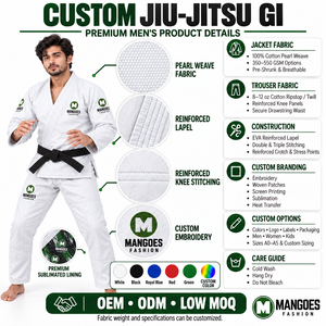 Nuevo Diseño de Uniforme de Artes Marciales Mixtas, Tejido de Perlas, Algodón, Costuras Duraderas, Ligero, Antibacteriano, Absorbe la Humedad - Product Image 6