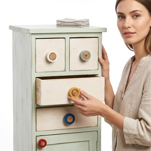 Poignées de meuble modernes en résine, bois et laiton, couleurs variées (rouge, bleu, jaune, orange, blanc, gris) pour cuisine, écologiques, multifonctionnelles et faciles à installer - Product Image 5