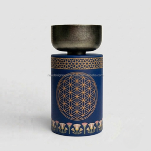 Encensoir artisanal de géométrie sacrée, bordure lotus égyptien, en résine et charbon, pour table, diffuseur d'arômes, fabrication usine - Product Image 1