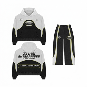 ชุดกันลม ZAINI พรีเมียม 300 กรัม ผ้าโพลีเอสเตอร์ สีดำเทา พิมพ์ลายแบบซับลิเมชั่นตามสั่ง รับผลิตแบบ OEM สำหรับผู้ชาย ฤดูหนาว มีฮู้ด - Product Image 1