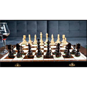 Ensemble d'échecs en bois sculpté artisanal de luxe en gros, jeu d'échecs professionnel de tournoi de haute qualité, style antique - Product Image 5