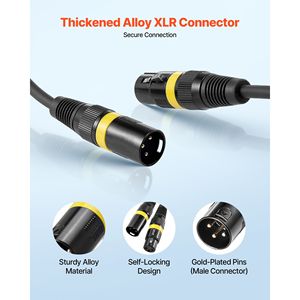 Paquete de 2 Cables XLR de 100 pies, Cable de Micrófono y Altavoz de 3 Pines Chapado en Oro, Cables de Micrófono Macho-Hembra DMX Blindados y Balanceados - Product Image 3