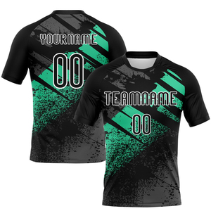 Uniforme de Voleibol Sublimado con Diseño Moderno en Azul y Negro, Forma Abstracta, Tejido Ligero que Absorbe la Humedad para Hombre - Product Image 2