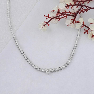 Collar de Tenis de Lujo con Moissanita en Forma de Corazón, Cadena Elegante con Aspecto de Diamante, Plata 925, Joyería Fina Iced Out, Regalo para Mujer, Estilo Boda - Product Image 4