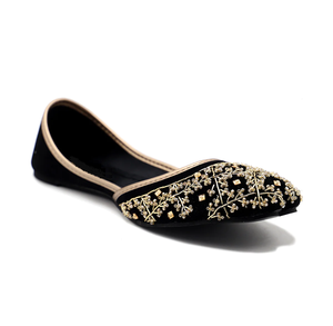 Chaussures ethniques artisanales pour femmes, en cuir, décontractées, Khussa, design personnalisé, chaussures ornées de pierres, Khussa indiennes imprimées, Jutti Khussas - Product Image 3