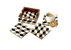 Sous-verres classiques écologiques ronds en os incrusté pour vaisselle, tasses et articles de table, faits à la main, très demandés - Product Image 3