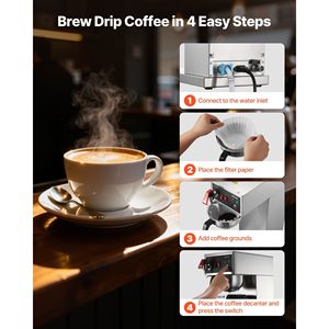 Cafetière électrique à filtre commerciale, capacité 16-17 tasses, en acier inoxydable, carafe thermique 2,5 L, fonction maintien au chaud 4 heures - Product Image 5