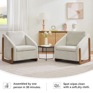 Poltrona Moderna 057 in Tessuto Chenille con Struttura Laterale in Legno, Seduta e Schienale Imbottiti per Soggiorno, Sedia Relax - Product Image 6