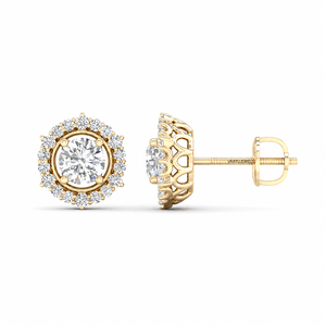Pendientes de Diamante Cultivado en Laboratorio con Corte Ovalado Certificado por IGI, con Halo de Diamantes Redondos en Oro de 10K, 14K, 18K, Plata 925 y 935 - Product Image 3