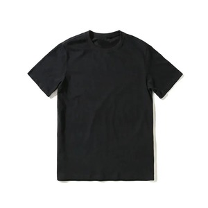 T-shirt à manches courtes en jersey de coton noir pour homme, col rond, coupe classique, décontracté, respirant, couleur unie, design simple - Product Image 3