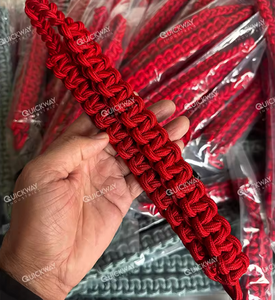 Cordón Decorativo Rojo Escarlata para Uniforme con Presilla para Botón, Diseño Personalizado con Nudo, Accesorio para Uniforme - Product Image 1