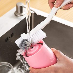 Brosse de nettoyage ménagère à angle droit, manche en nylon, brosse de salle de bain en plastique PP, éponge à récurer, <span class=keywords><strong>coin</strong></span> de l'évier, bouteille, <span class=keywords><strong>vaisselle</strong></span> - Product Image 5
