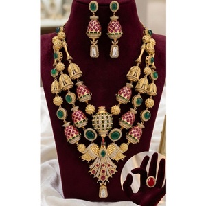 Alluring Premium Quality Gold Plated Next To Real Moissanite Doublet Choker With Earrings & Adjustable Doublet <b>Ring</b> Set - Product Image 2