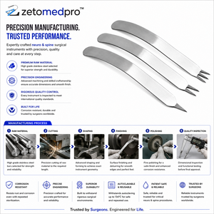 ชุดเครื่องมือผ่าตัดกระดูกและข้อ ZETOMEDPRO แบบด้ามยาว รุ่น Cobb Elevators พร้อมการรับประกัน 3 ปี - Product Image 4