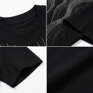 T-shirt pour homme avec strass, motif géométrique, manches courtes, col rond, style streetwear, jersey en coton, logo sur le devant, service OEM/ODM, respirant - Product Image 6