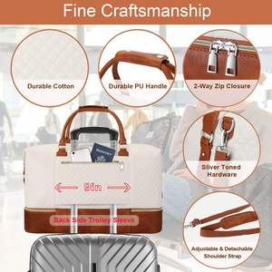 Sac de voyage en cuir de vachette, style personnalisé, sac de voyage en toile - Product Image 6