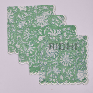 Serviettes de table en coton brodées, imprimées à la main, motif floral vert menthe, pour mariage, hôtel, vente en gros Ridhi - Product Image 3