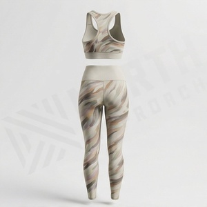 Ensemble de sport imprimé patchwork pour la gym et le fitness, séchage rapide, débardeur sans manches et leggings, toutes tailles, couleur personnalisable, doux, pour l'athlétisme - Product Image 2