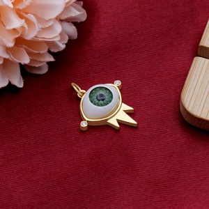 Klassischer vergoldeter Zirkonia-Böser-Blick-Anhänger, grüner Augen-Schmuck für Damen-Party-Halsketten, Armbänder und DIY-Projekte - Product Image 6