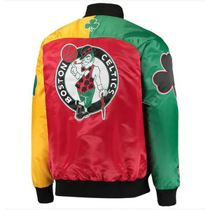 Veste de baseball en satin color block pour homme, personnalisable avec logo, style streetwear, manteau d'hiver tendance - Product Image 3