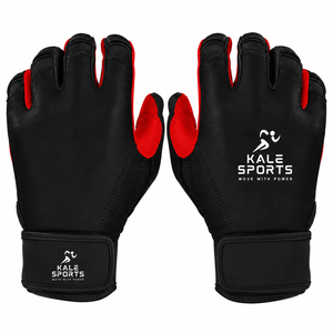 Guantes de Bateo de Béisbol Personalizados, Negros y Rojos, de Cuero Premium, Transpirables, Ligeros, para Entrenamiento Deportivo, Unisex, OEM, Venta al Por Mayor - Product Image 1