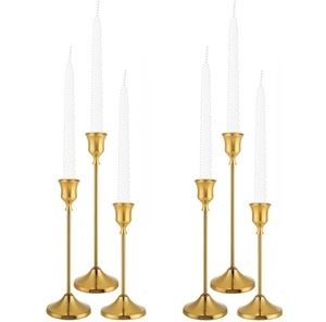 Ensemble de 6 grands chandeliers dorés à hauteur dégradée – Supports décoratifs minimalistes en laiton poli - Product Image 2