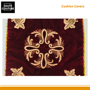 Gran oferta: Terciopelo mahron bordado a mano con hilo metálico de 32 x 32 cm, del fabricante y exportador de mayor renombre de la India. - Product Image 5