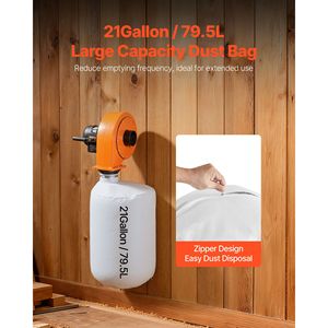 Collettore di Polvere per Falegnameria da 2,5 Micron con Motore da 3HP 560 CFM Montato a Parete, Collettore di Polvere Usato da 1 HP con 1 Sacco, Capacità di Carico 300 Libbre - Product Image 4