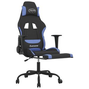 Sedia da gioco in tessuto nero e blu con comodo poggiapiedi - Product Image 6