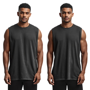 Men's Casual Heavyweight <b>Vintage</b> Washed Oversized Breathable <b>Tank</b> <b>Top</b> Premium 280 GSM Cotton Gym Shirt OEM ODM Manufacture - Product Image 3