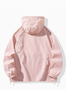 Ensemble 2 pièces pour femmes, à capuche, manches longues, couleur unie, polyester respirant, tricoté, coupe ample, longueur genou, tenue décontractée d'été - Product Image 6