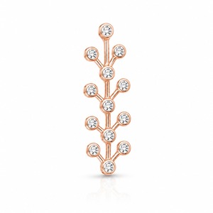 Pendientes de Oro Rosa con Diamantes, Corte Brillante Redondo, Engaste en Bisel, Forma de Planta, Minimalistas, para Uso Diario de Mujer - Product Image 5