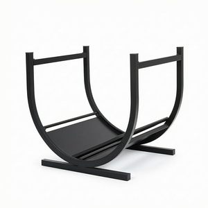 Modern Round Steel <b>Log</b> <b>Holder</b> for Firewood Storage Powder Coated Finish Fireplace Accessory - Product Image 2
