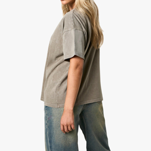 Camiseta Casual Oversize de Alta Calidad para Mujer, Venta al por Mayor, Personalizada, de Algodón, Tejido de Felpa, Antiarrugas, Transpirable, Manga Corta, Deportiva - Product Image 3