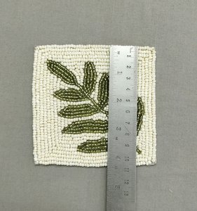 Salvamanteles Cuadrado de Algodón Hecho a Mano con Bordado de Hojas, Decoración para el Hogar - Product Image 6