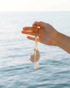 Coastal Theme Style White Macrame <b>Key</b> Chain with Wooden Beads Handmade Decorative Object For <b>Bag</b> Purse Car Hanging Beach Decor - Product Image 4