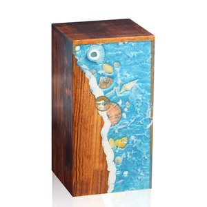 Resin Art Ocean Wave <b>Vase</b> <b>Unique</b> Handmade Decorative Wooden Urn Epoxy Home & Office Memorial Ashes Keepsake Display by AYAANS - Product Image 5
