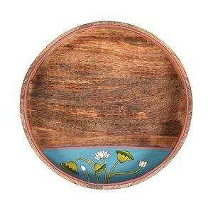 Plateau de service rond en bois décoratif d'art moderne, imprimé floral, pour collations, laqué, sans danger pour les aliments, idéal pour mariage - Product Image 5