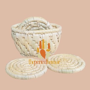 <b>White</b> Moonj Grass <b>Coaster</b> <b>White</b> Round Eco-Friendly Classic Design <b>Coaster</b> - Product Image 4