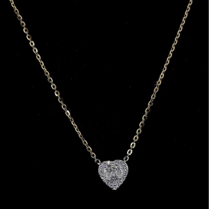 Trendy Heart Shape Lab Grown Diamond Halo Pendant Necklace with Link <b>Chain</b> for Women's Wedding Engagement in Yellow Gold - Product Image 4