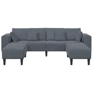 Juego de sofás de terciopelo de 208 cm con cojines, muebles de salón de 3 piezas en gris oscuro - Product Image 5