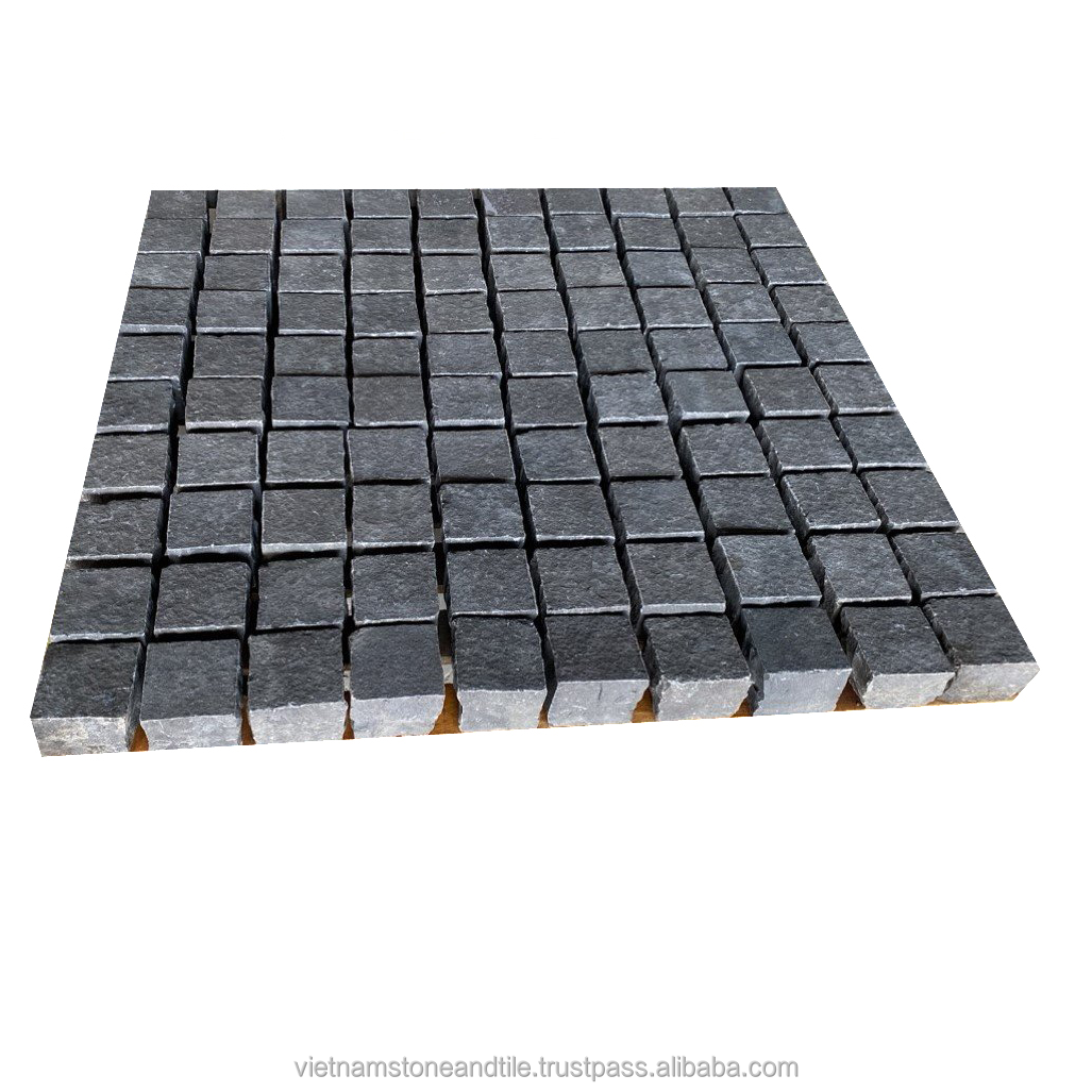 Stock Wholesale Cubic All Sides Black Basalt Stone Paving Driveway Natural Building Stone from Split Basalt Cubic for Floor